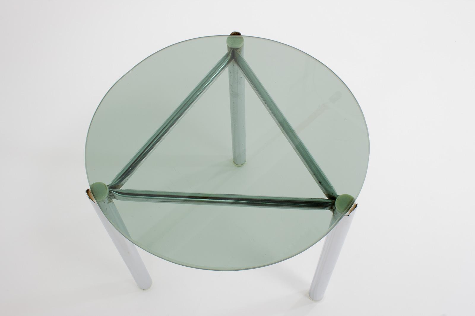 Side table with frame in chrome and glass 1960 s
