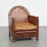 Sheepskin Leather Art Deco Design Armchair