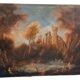 Old oil painting on canvas landscape with ruins and figures 121x98 cm