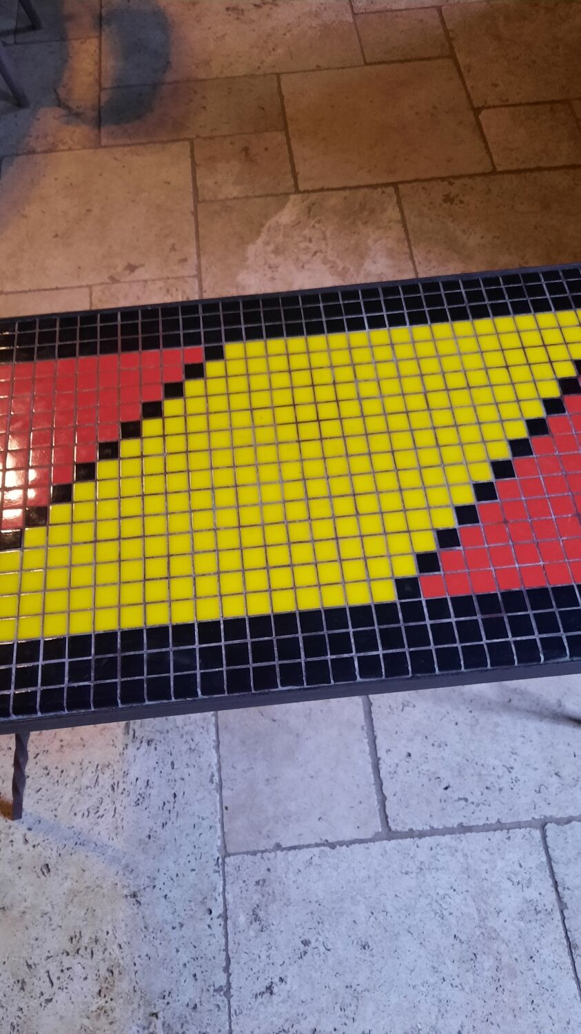 Metal coffee table and tiles year 50