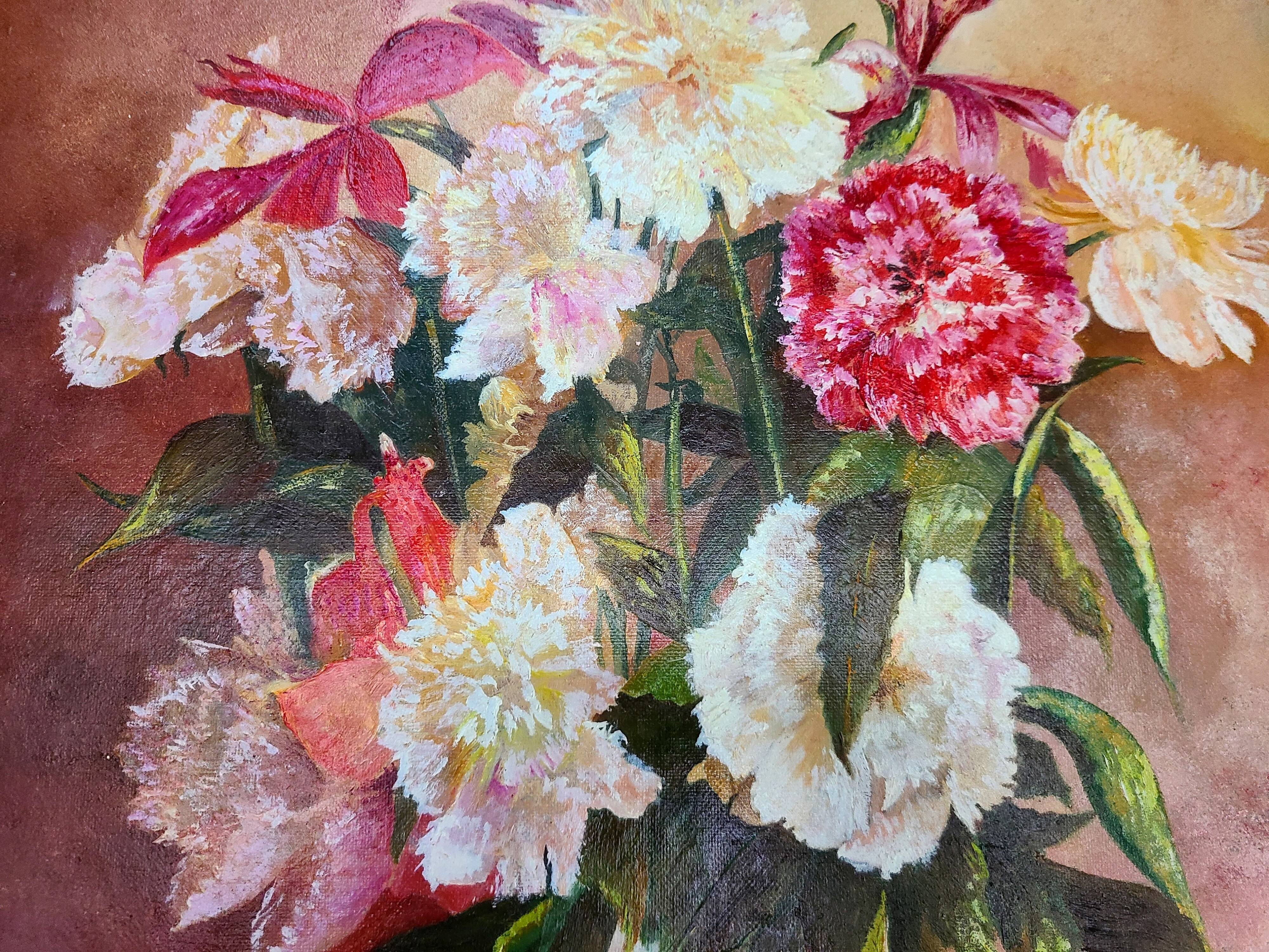 Still life with a bouquet of flowers.