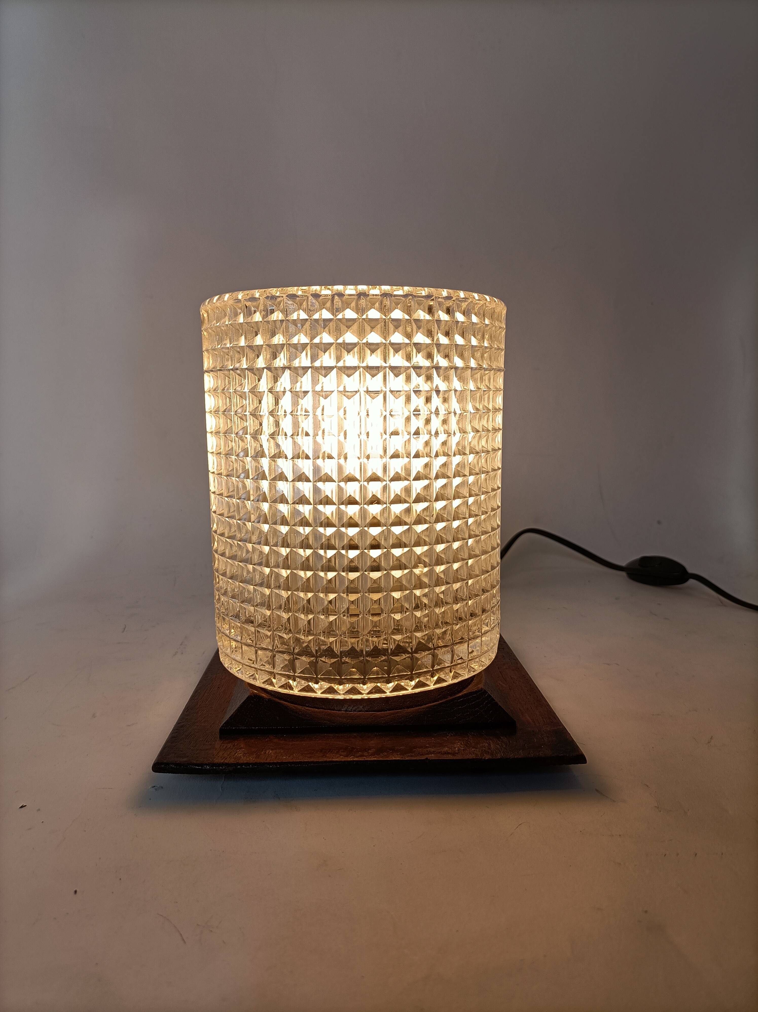 Oak night light lamp 1940/1950