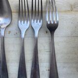 Set of 3 forks and 3 tablespoons in silver metal