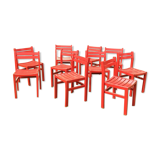 Set of 10 vintage wooden chairs