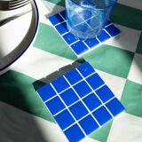 Coasters - Glass enamels - Mosaic - Handmade - Royal blue - Set of 4