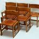 Set of 6 Maison Regain Chairs - Solid Elm and Fawn Leather - Circa 70
