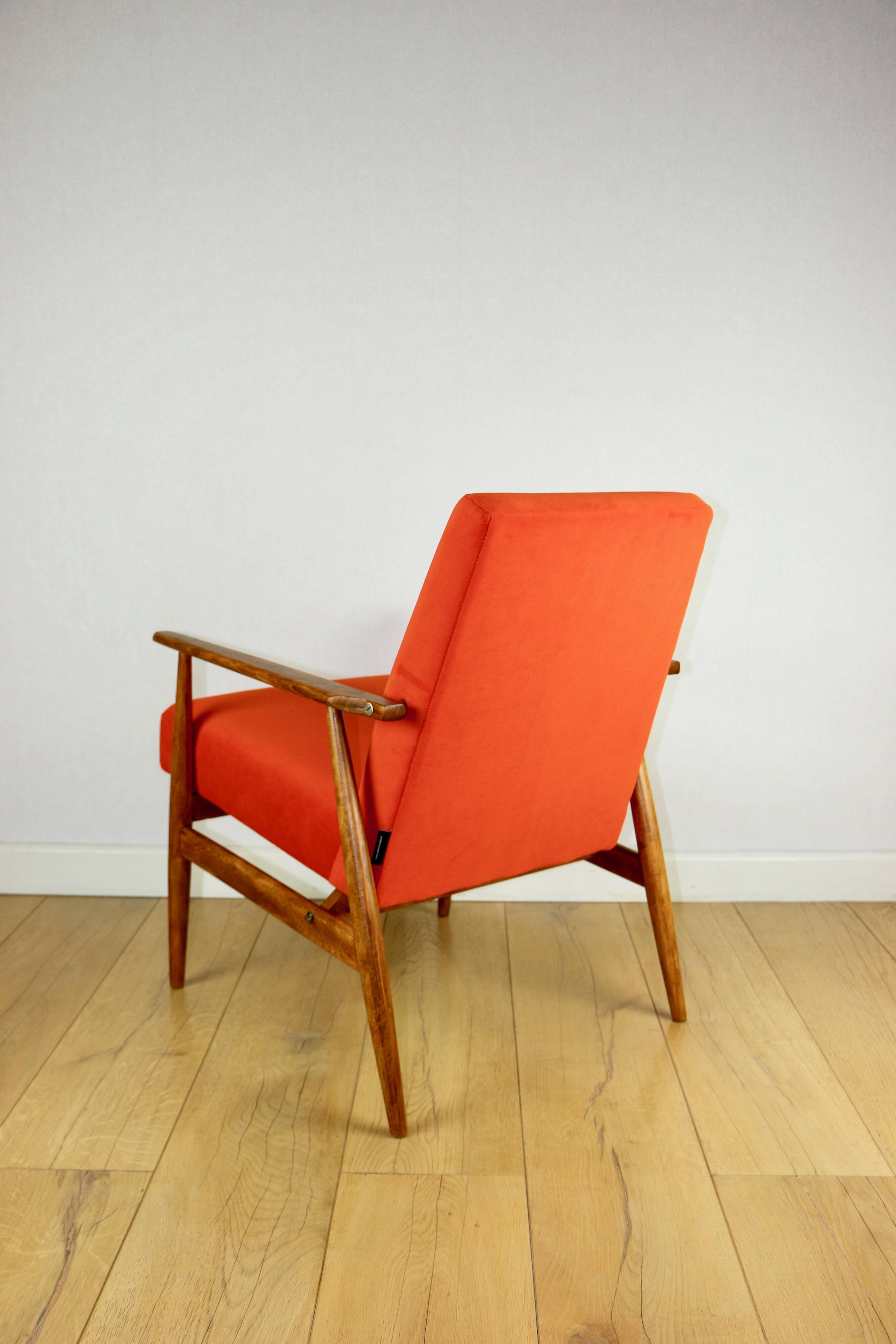 Armchair 'Lis', 1970s design by Henryk Lis, orange - 2 pieces available