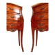 Mid-century French Louis XV style bedside tables with marble tops and floral marquetry, 1940s, set of 2