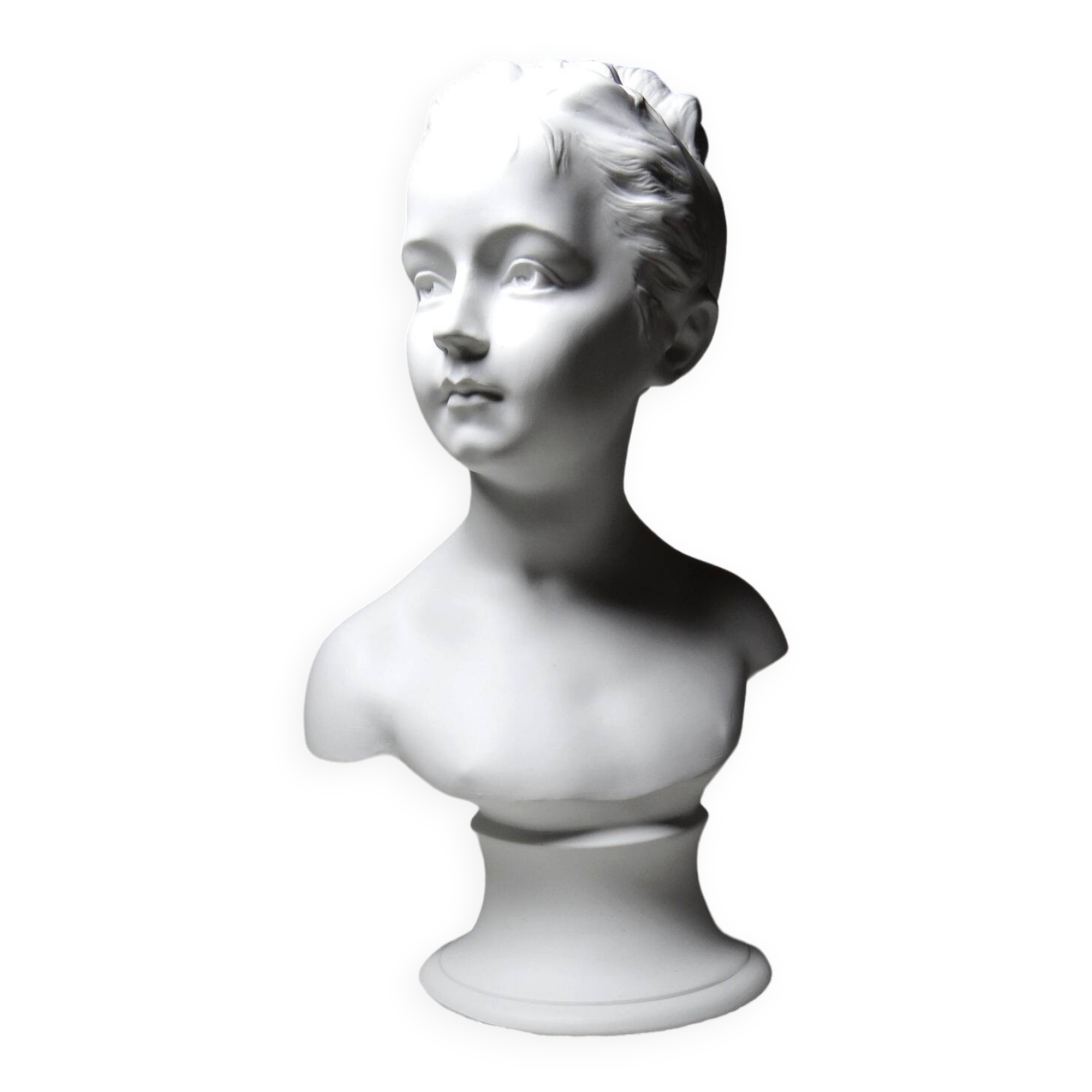 Limoges porcelain biscuit bust C. Tharaud, Louise Brongniard