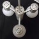 Chandelier suspended three lights 1970 white opaline brushed alu