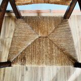 Wood and straw armchair