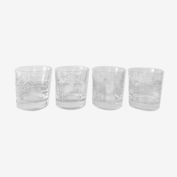 Set of 4 glasses a whisky engraved