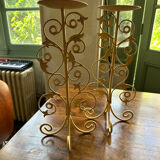 Pair of wrought iron candle holders