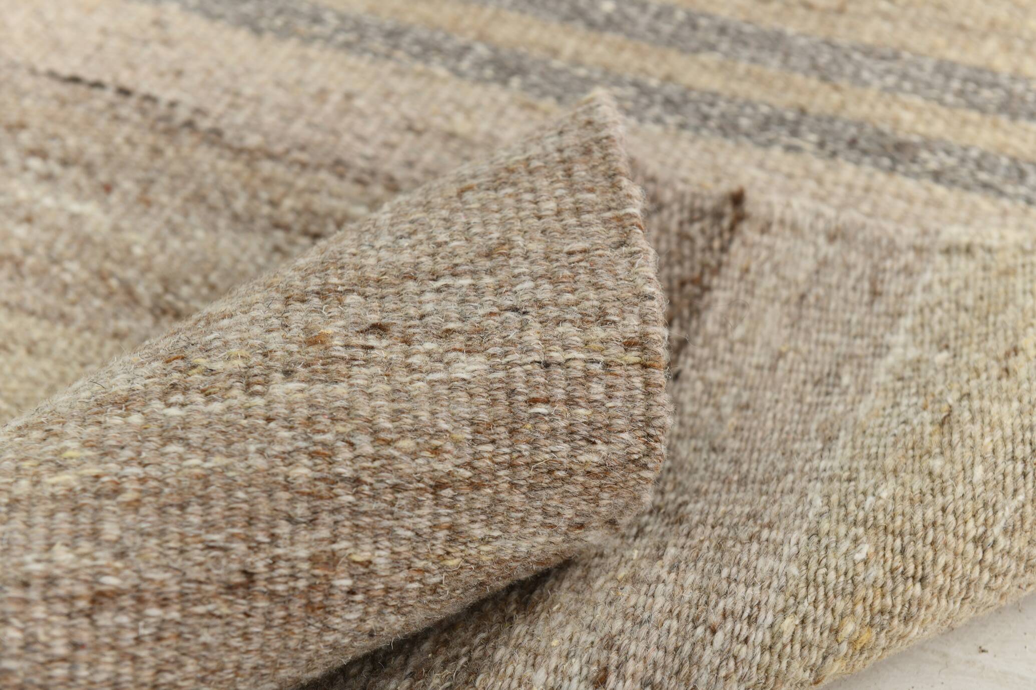 Brown & Cream Large Kilim Area Rug, 229x315Cm