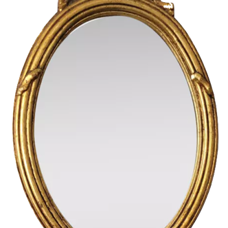 Miroir ovale en bois doré, 31x21 cm