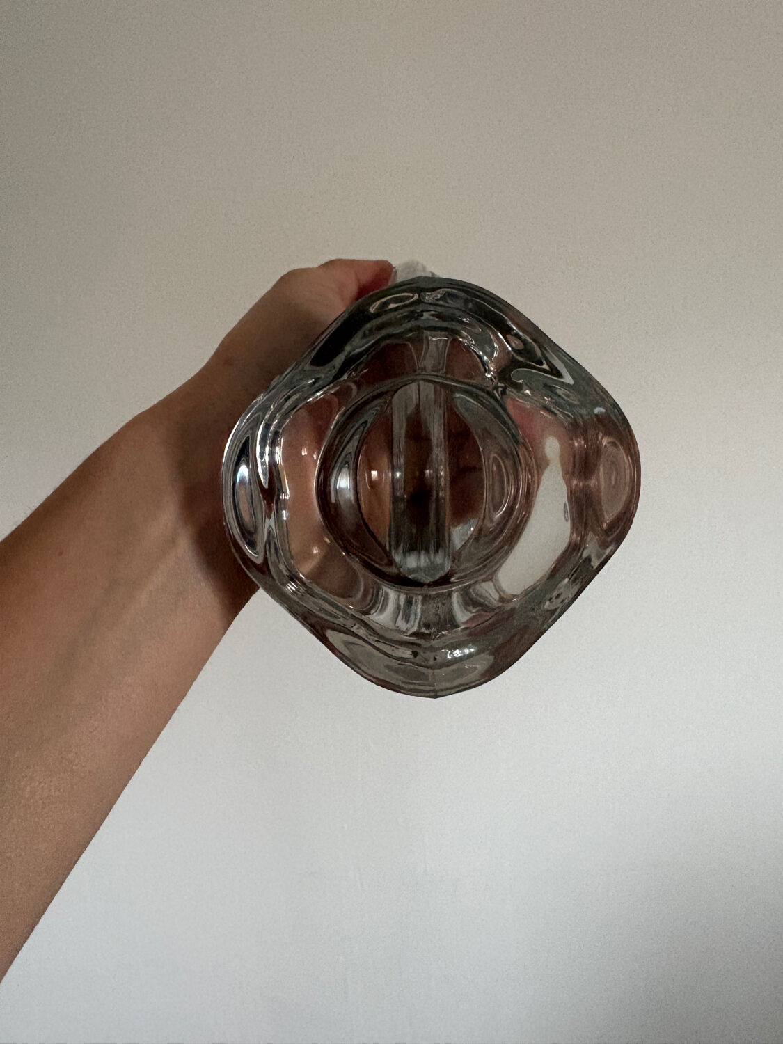 Vintage crystal glass candlestick with two branches.