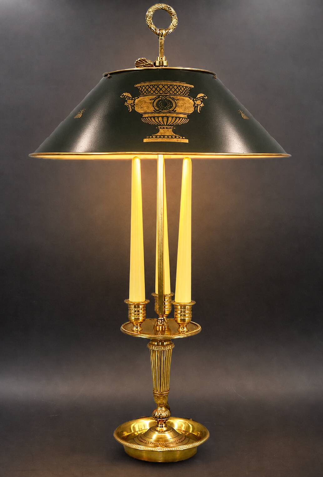 Bronze Bouillotte Lamp in Empire Style with Metal Shade