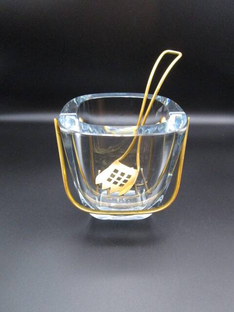 Vintage crystal and gold metal ice bucket