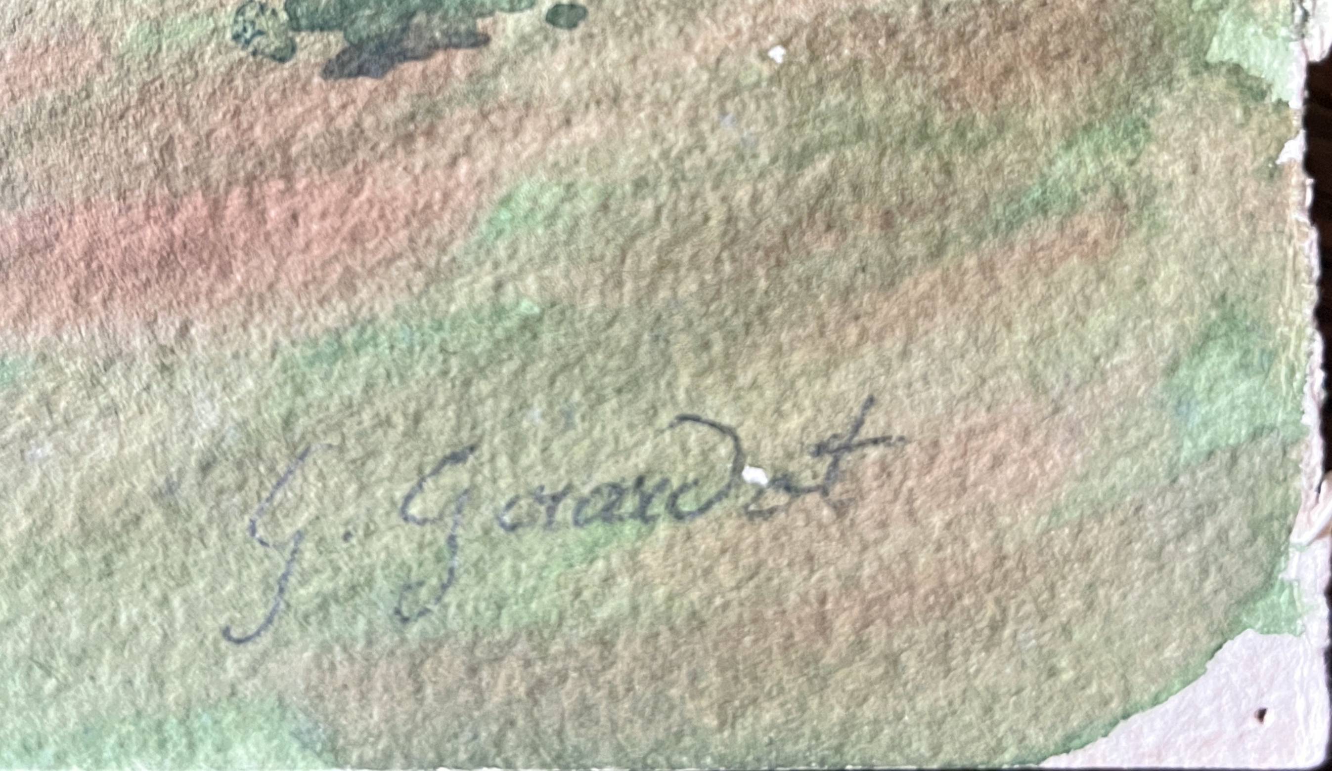 painting Watercolor G. GIRARDOT (1856-1914) Landscape Haute-Saône (?) around 1900