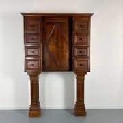 Walnut cabinet with 8 drawers Stipo Monetiere, Piedmont 17th century, furniture Italy 17th century
