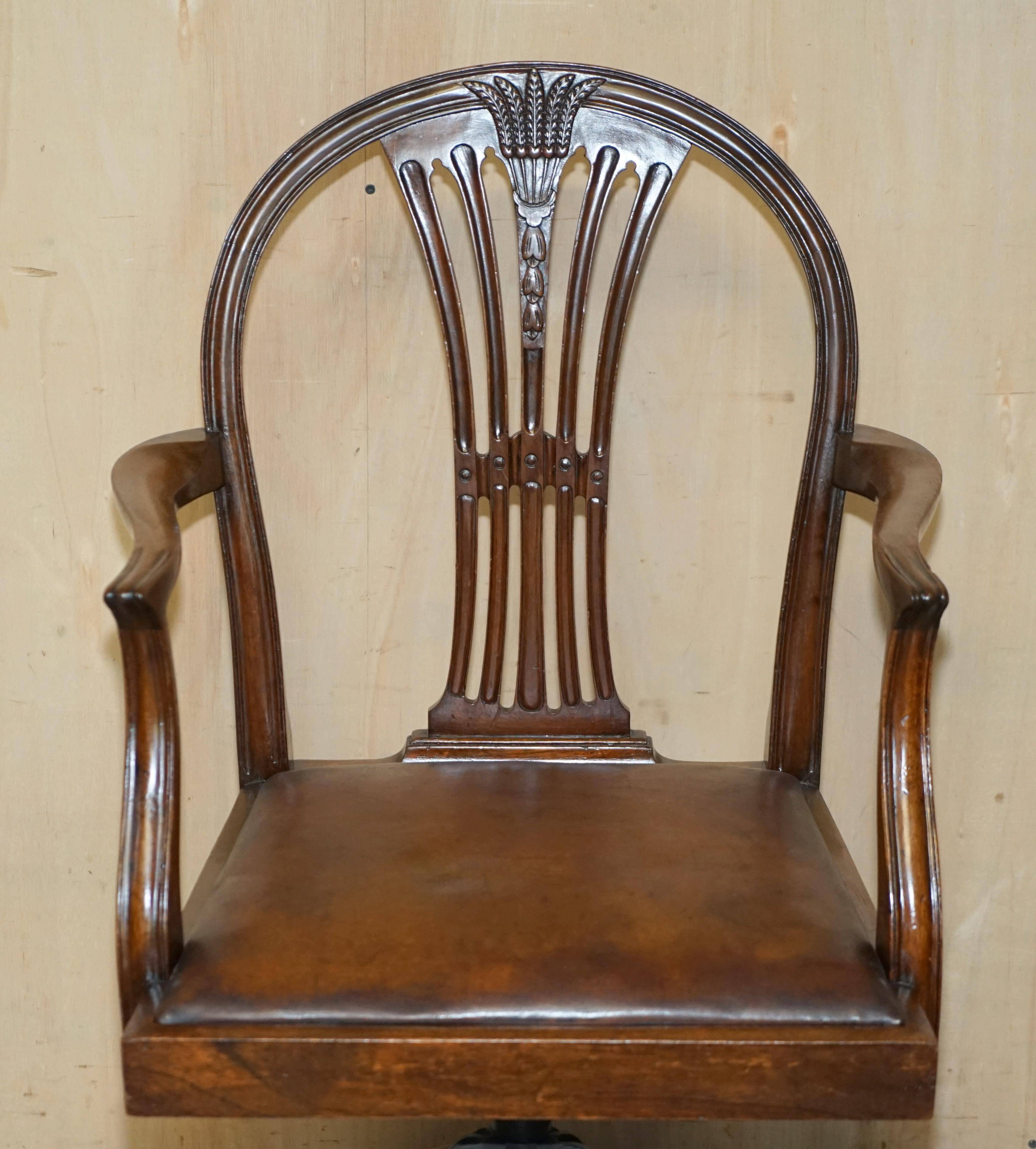 Chaise de capitaine antique George Hepplewhite 1880 cuir