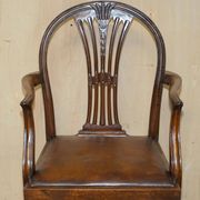 Antique George Hepplewhite captain's chair 1880 leather