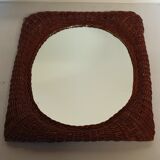 Vintage woven wicker mirror