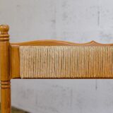 Wooden & straw corner bench