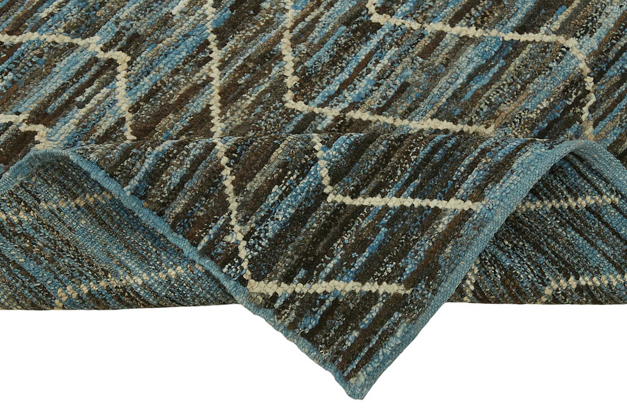 Handmade Tribal Decorative 90 cm x 290 cm Blue Wool Runner Carpet