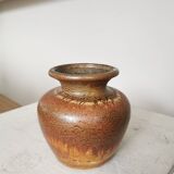 Fat Lava Pottery Vase: Vintage West Germany 202-13, Brown Drip Glaze
