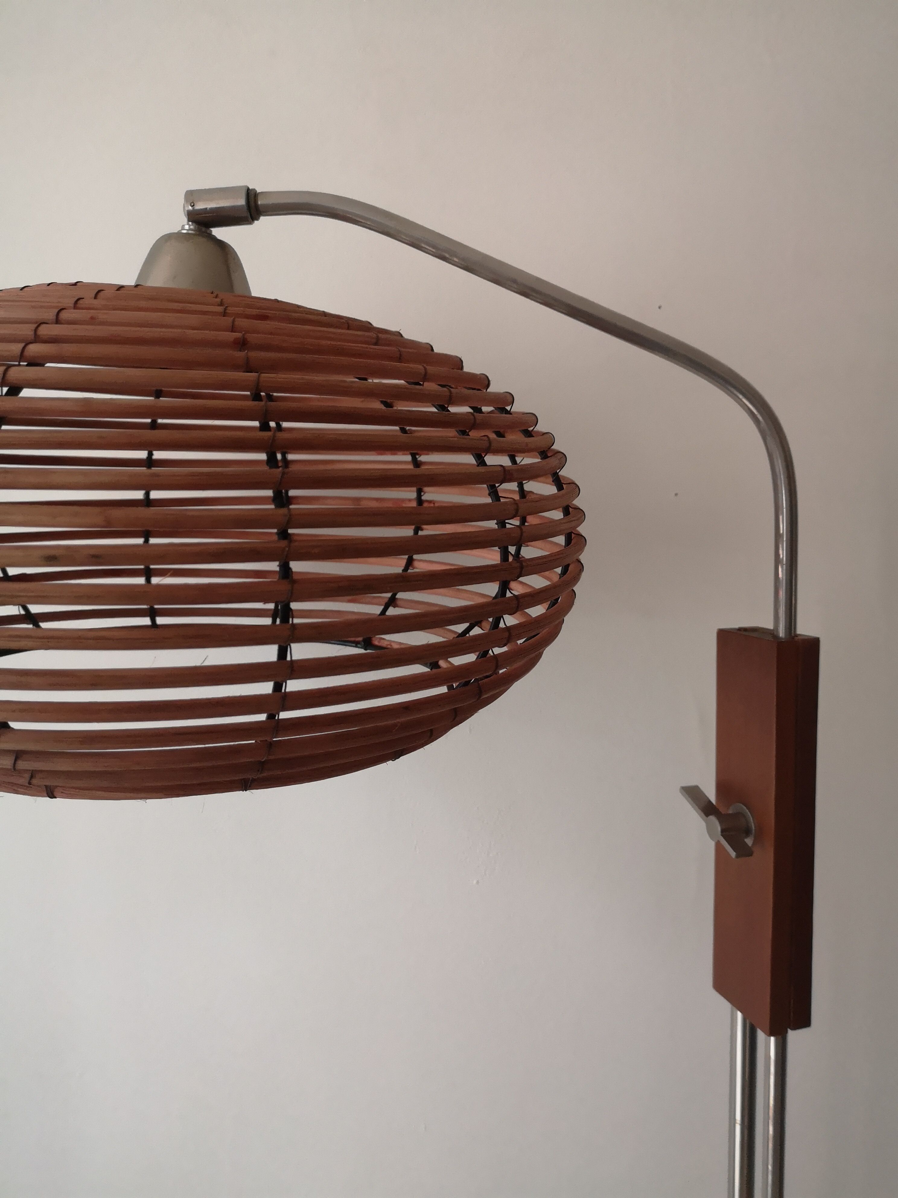 Scandinavian bamboo floor lamp, design 50s