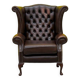 Vintage Brown leather chesterfield wingback armchair