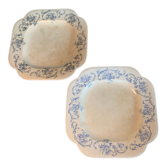 Set of 2 square dishes Regout model Ortus