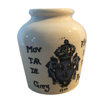 Small mustard pot Grey Poupon in Sarreguemines earthenware