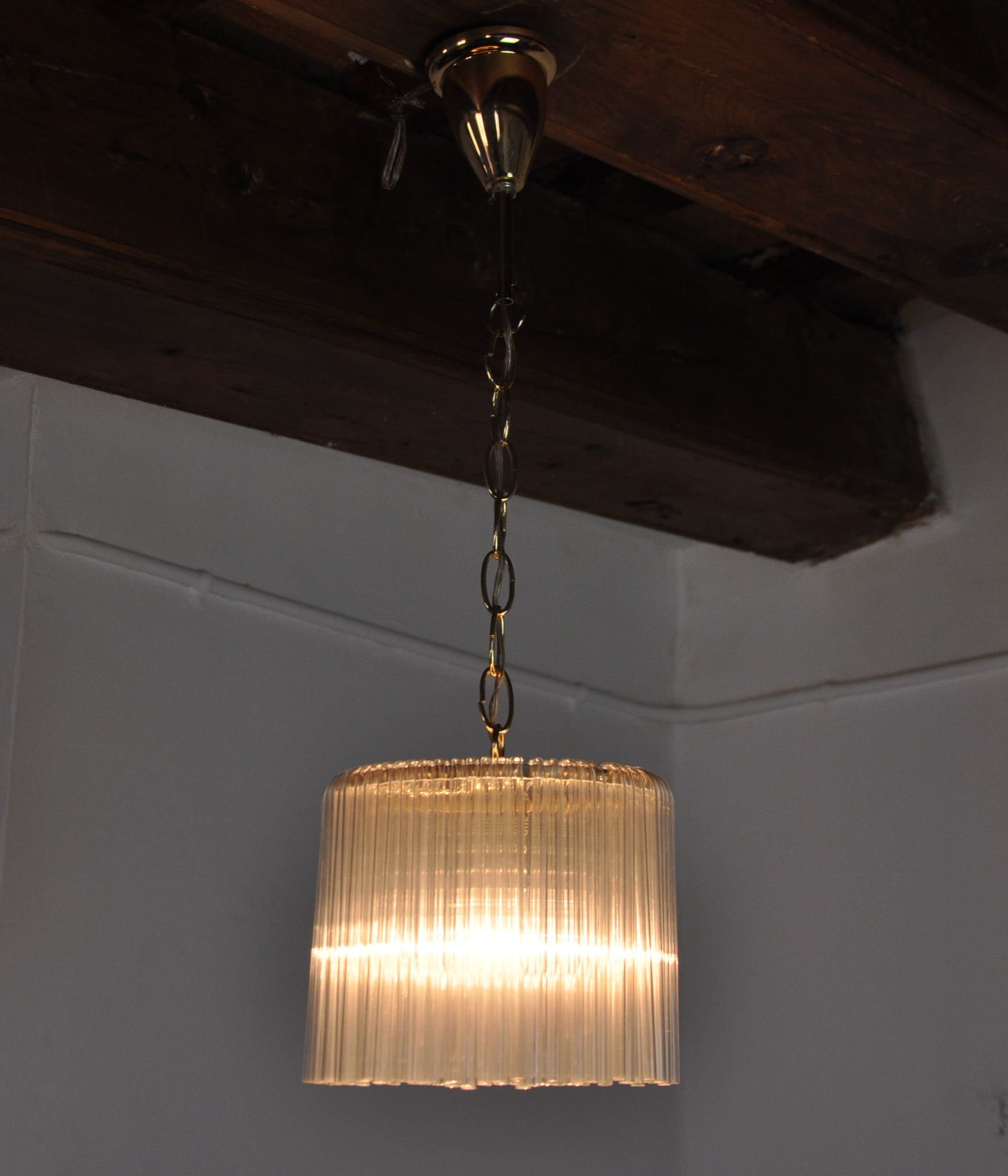 Venini pendant lamp, murano tubular glass, Italy, 1970