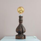 Brutalist Wabi Sabi pine foot lamp by Temde Leuchten 1960's