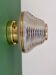 Vintage Art Deco globe wall/ceiling light in white, black, and gold glass.