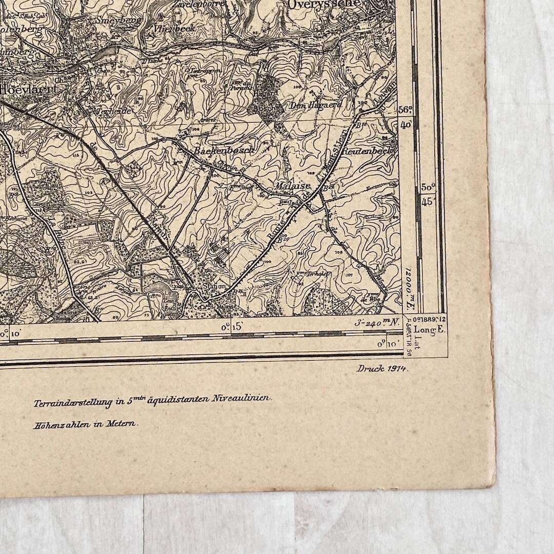 Vintage 1914 Brussels surroundings map