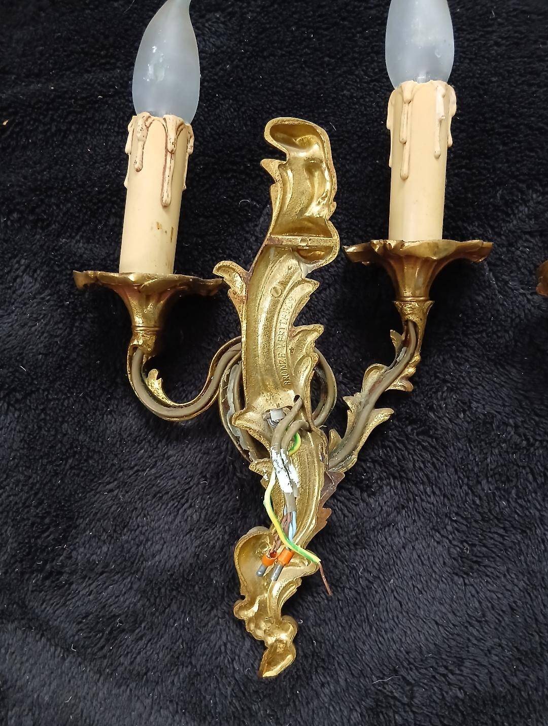 Pair of wall lights in louis xv style - bronze - 32 cm