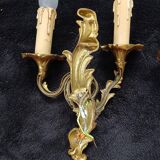 Pair of wall lights in louis xv style - bronze - 32 cm
