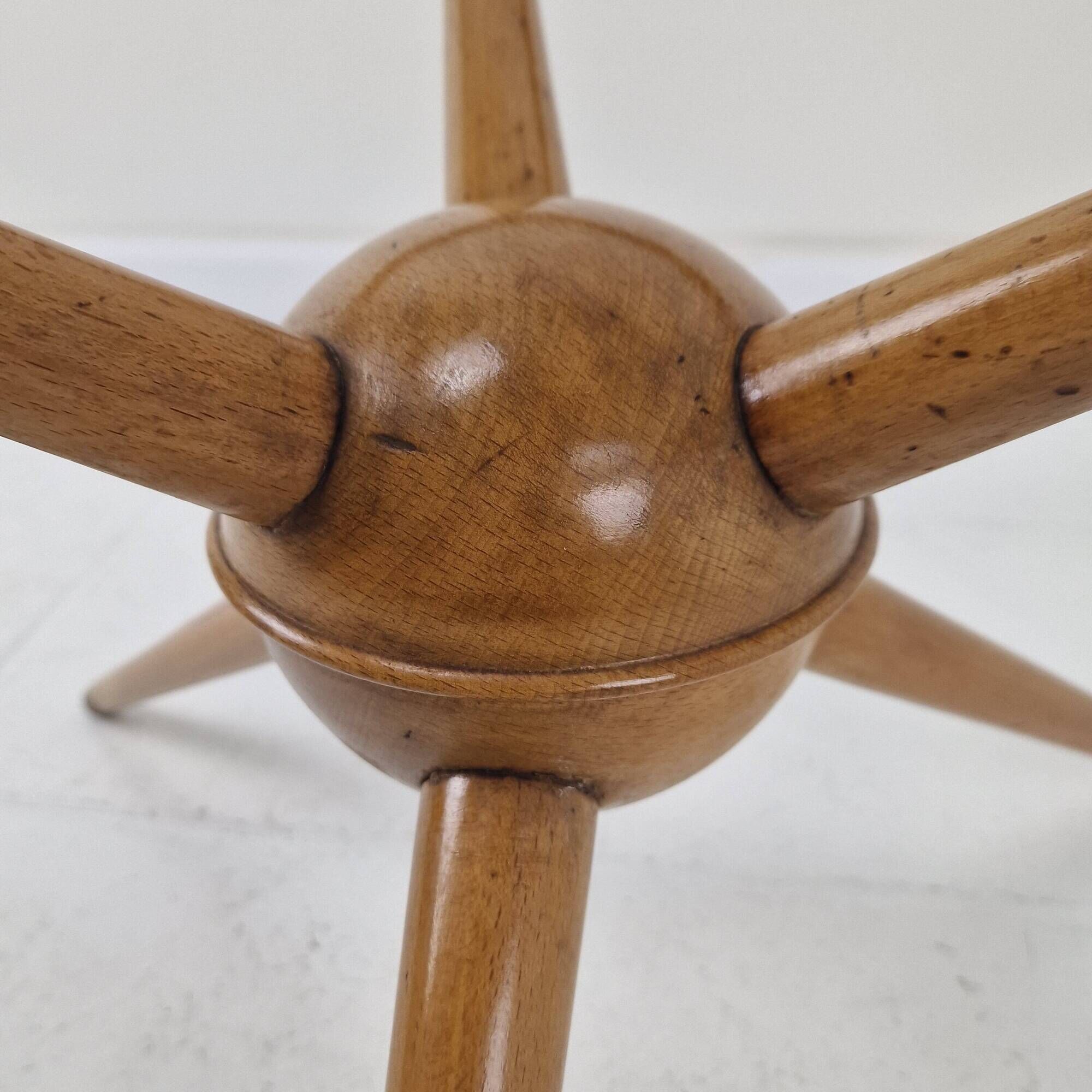 Tripod Table in Wood and Glass Attributed to Cesare Lacca, Italy, 1950s