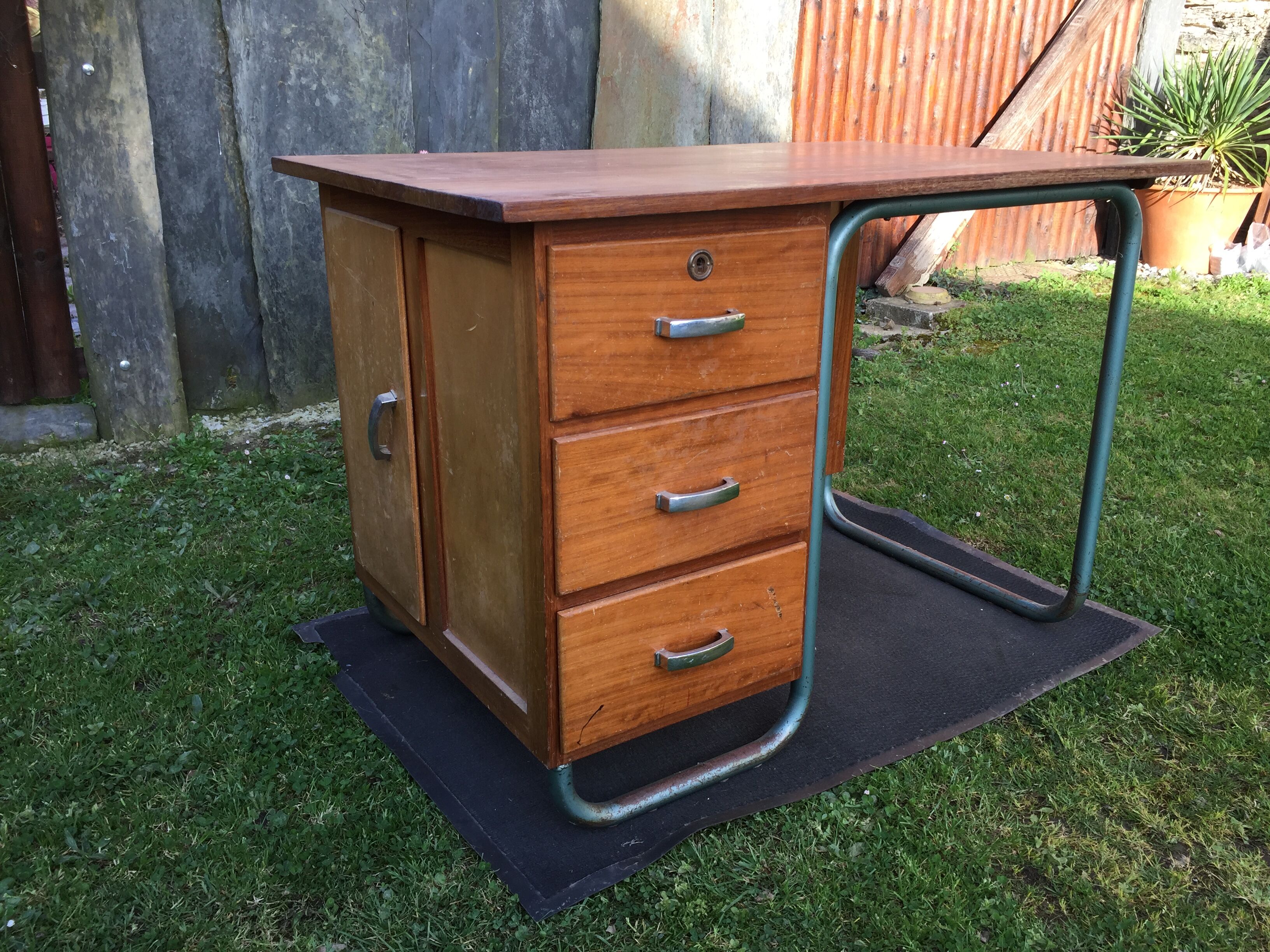 Vintage modernist schoolmaster desk