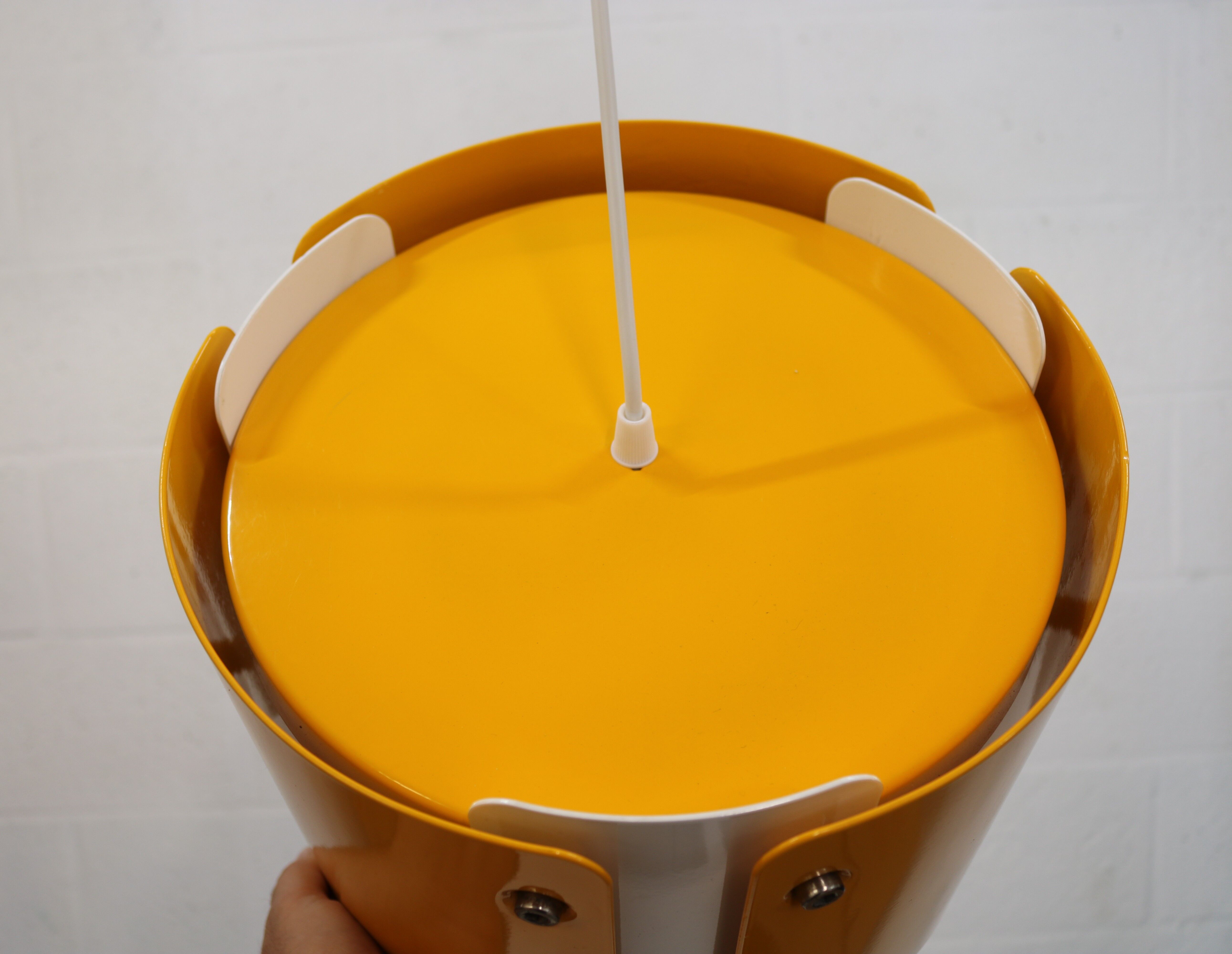 Modern Danish Pendant Lamp: Dark Yellow Metal, 1990s Design