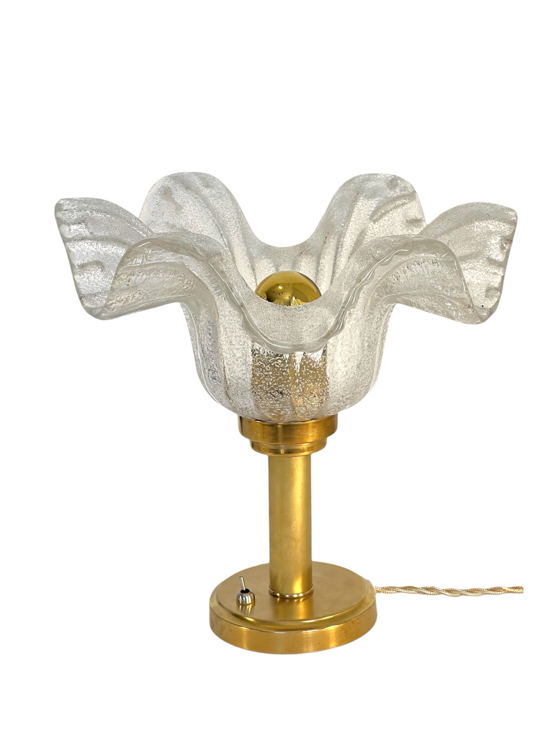 Table lamp "Corolle" – Murano Bullicante glass & patinated brass