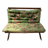 Solid oak terrace bench from the 70s