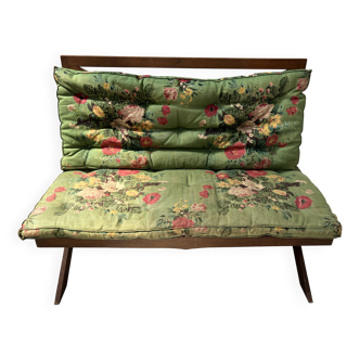 Solid oak terrace bench from the 70s