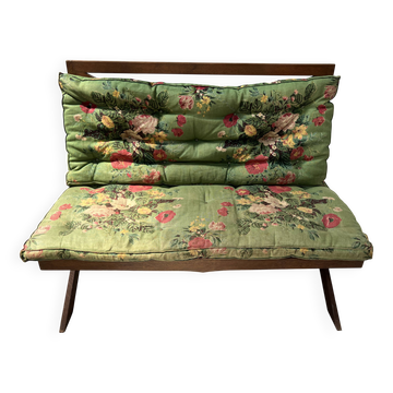 Solid oak terrace bench from the 70s