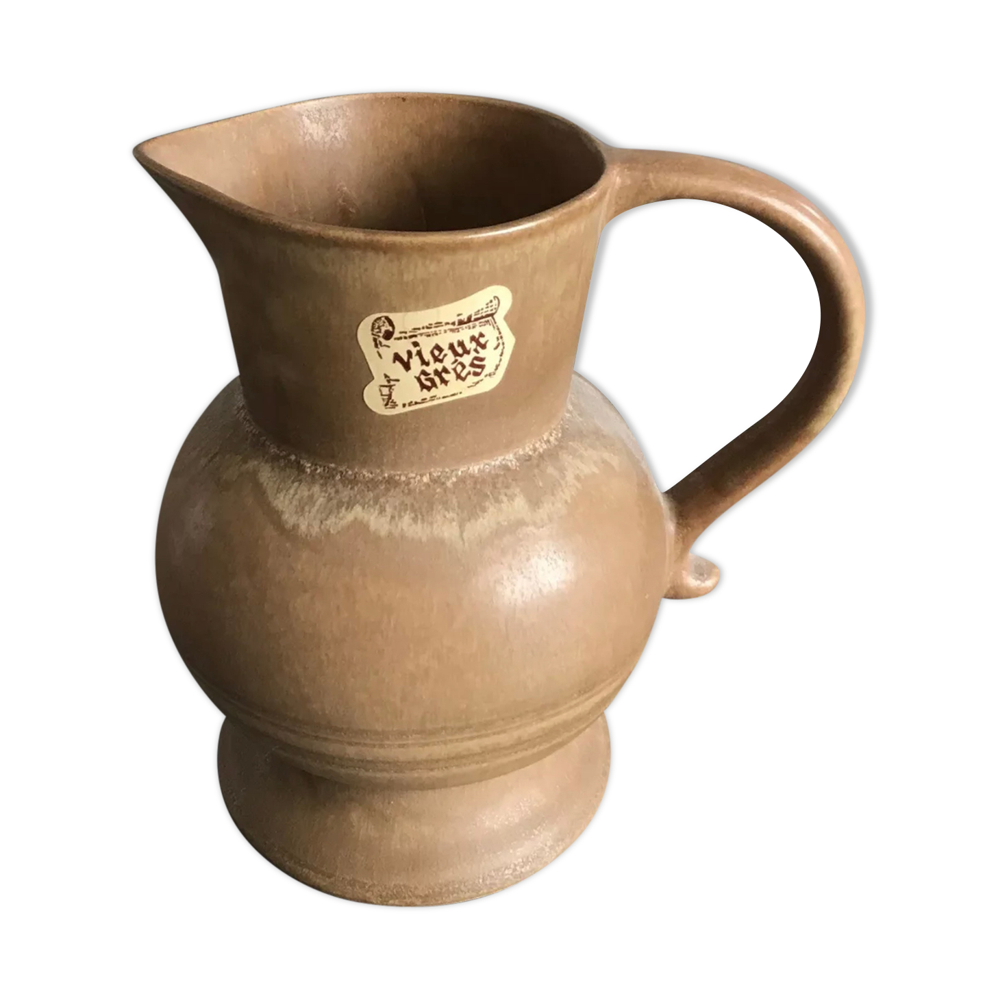 Pichet broc carafe in grès cerame "old sandstone" rhoda beige matte 17 cm