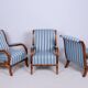 Biedermeier Lounge Chairs in Oak, Spruce and Walnut, Austria, 1830s, Set of 3