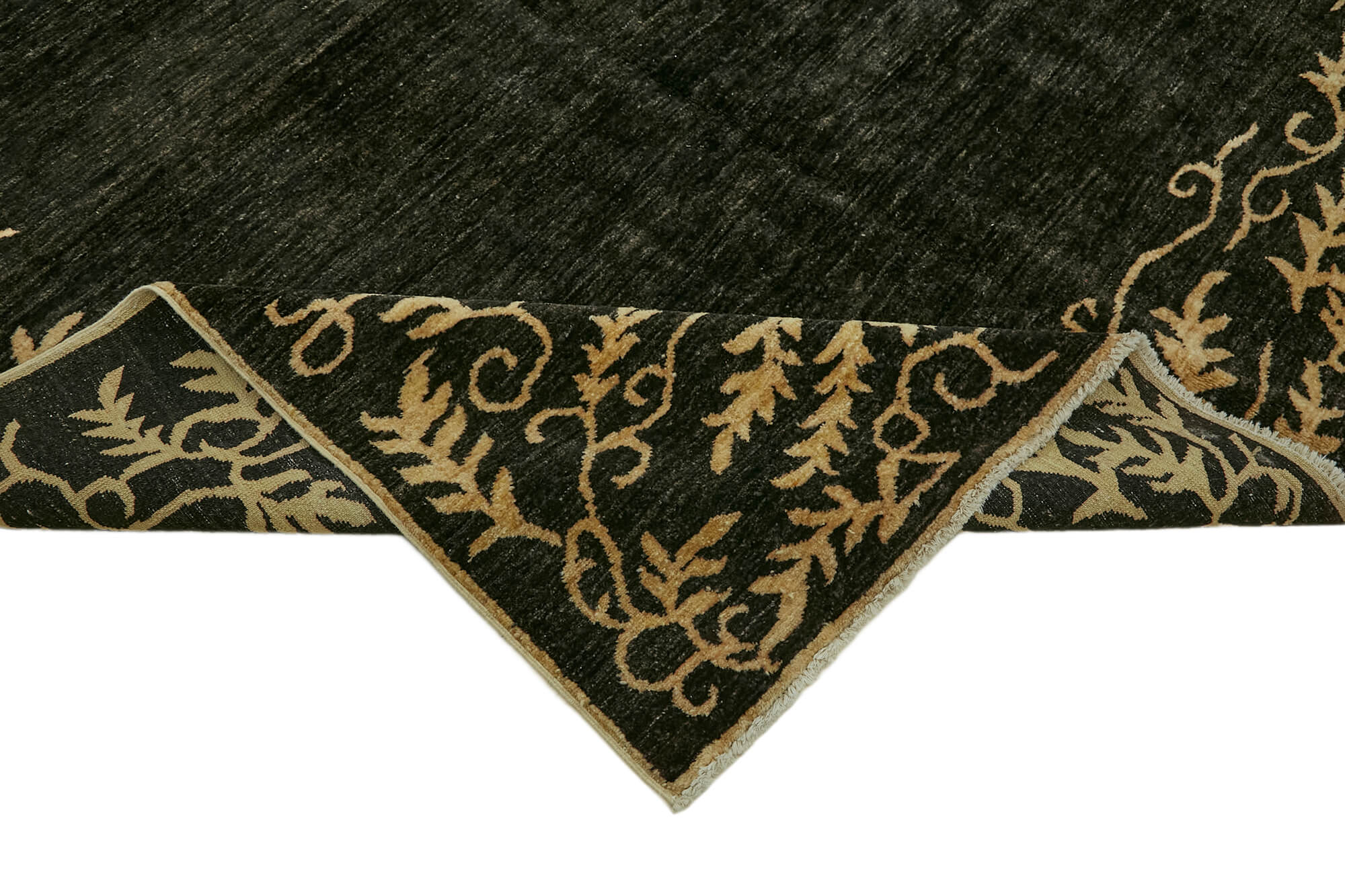 Hand-knotted anatolian antique 1970s 213 cm x 298 cm black wool carpet